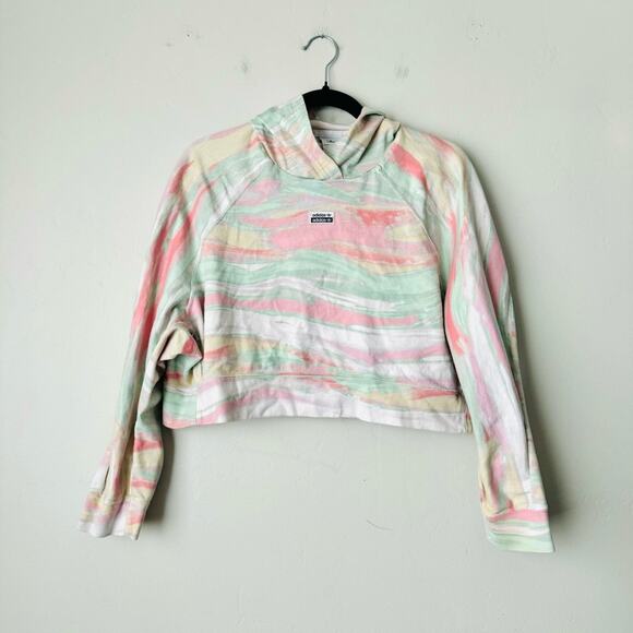 ADIDAS WOMEN'S CROPPED TREFOIL HOODIE SHERBERT RAINBOW  ~SIZE SMALL - Picture 3 of 10